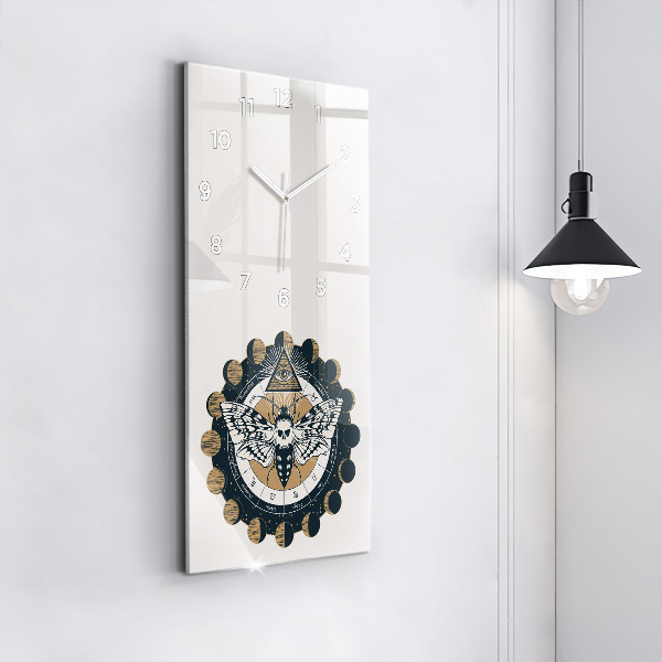 Reloj de cristal vertical Fases de la luna y el ojo - espejomat.es