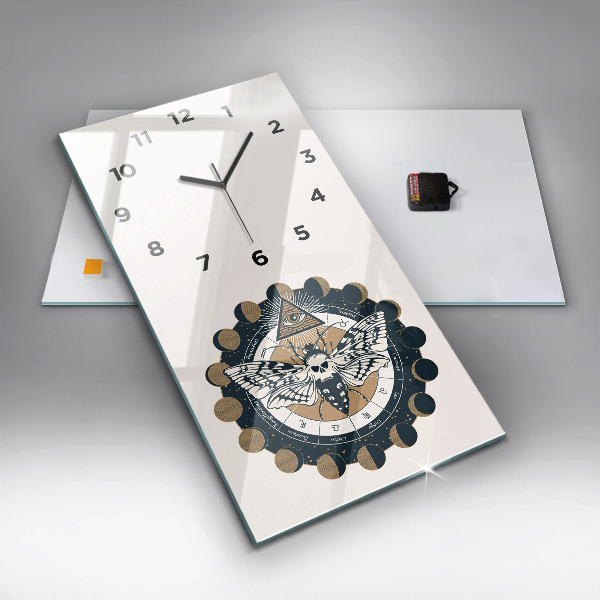 Reloj de cristal vertical Fases de la luna y el ojo - espejomat.es