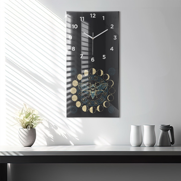 Reloj vertical Fases de la luna e insecto - espejomat.es
