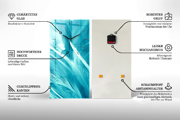 Reloj de cristal vertical Olas azules - espejomat.es