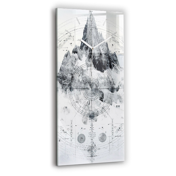 Reloj de cristal vertical Dibujo montañas - espejomat.es