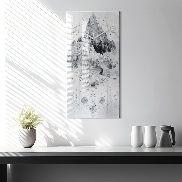 Reloj de cristal vertical Dibujo montañas - espejomat.es