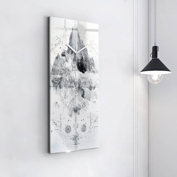 Reloj de cristal vertical Dibujo montañas - espejomat.es
