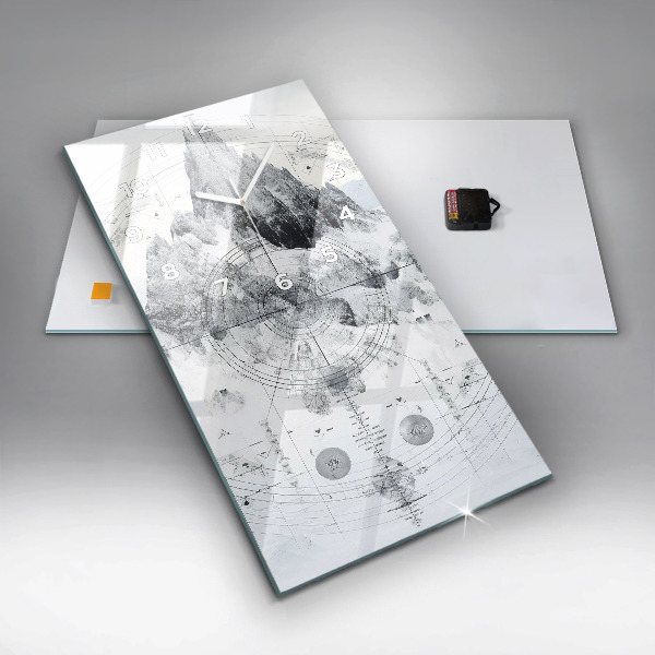 Reloj de cristal vertical Dibujo montañas - espejomat.es