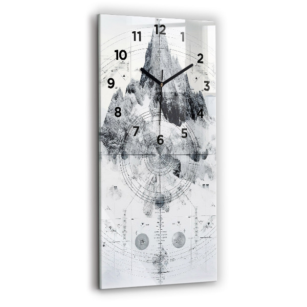 Reloj de cristal vertical Dibujo montañas - espejomat.es