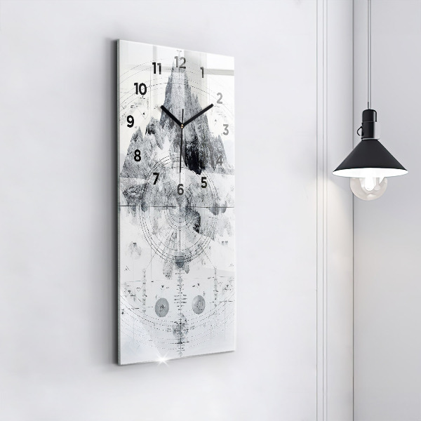 Reloj de cristal vertical Dibujo montañas - espejomat.es