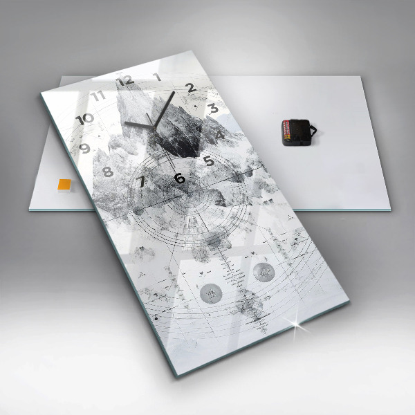 Reloj de cristal vertical Dibujo montañas - espejomat.es