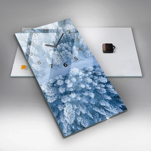 Reloj de vidrio vertical Bosque desde un dron - espejomat.es