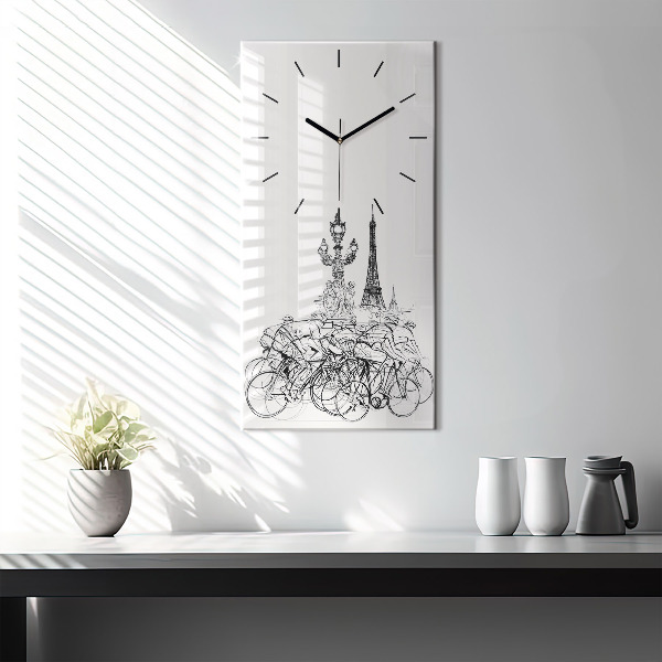 Reloj de cristal vertical Dibujo de una carrera ciclista - espejomat.es