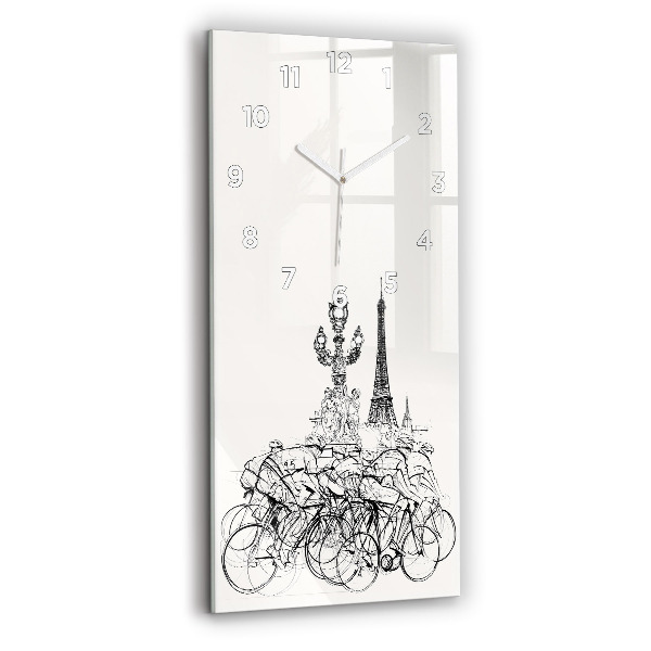 Reloj de cristal vertical Dibujo de una carrera ciclista - espejomat.es