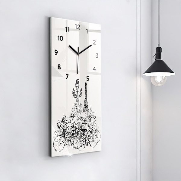 Reloj de cristal vertical Dibujo de una carrera ciclista - espejomat.es