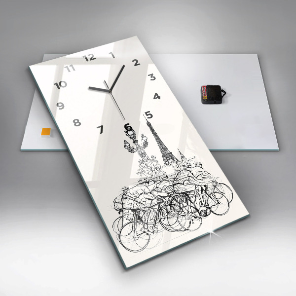 Reloj de cristal vertical Dibujo de una carrera ciclista - espejomat.es