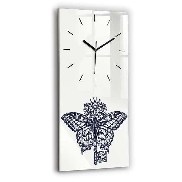 Reloj de vidrio vertical Mariposa y llave estilo boho - espejomat.es