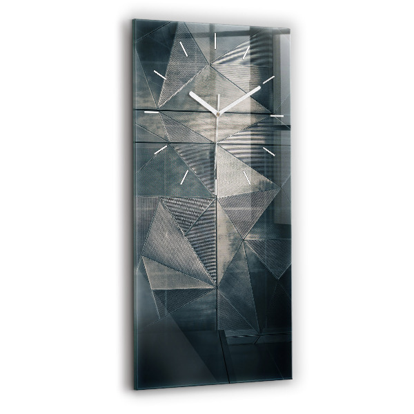 Reloj de vidrio vertical Triángulos abstractos de metal - espejomat.es