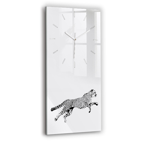 Reloj de cristal vertical Silueta de una pantera - espejomat.es