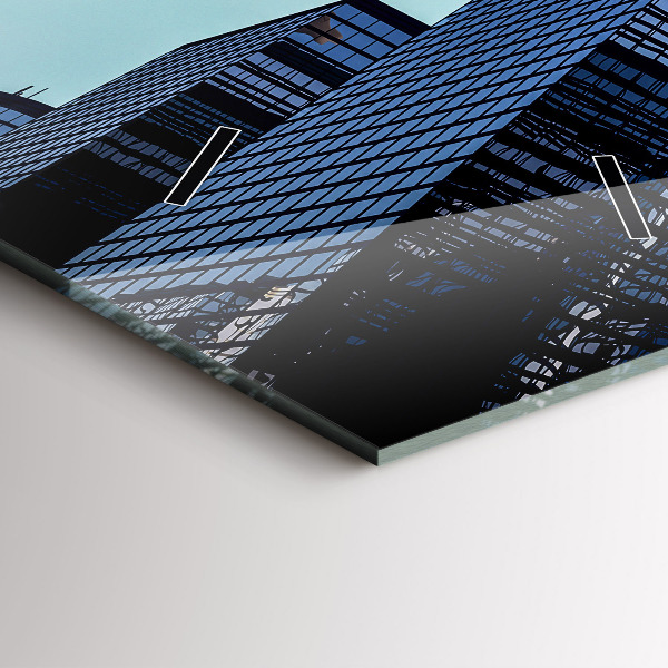 Reloj de vidrio vertical Avión sobre edificios - espejomat.es