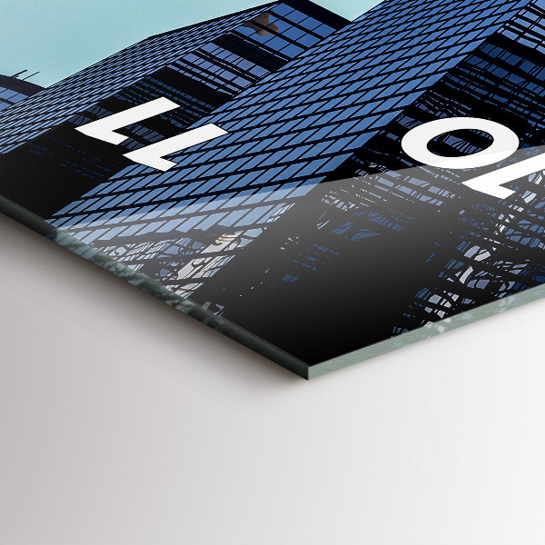 Reloj de vidrio vertical Avión sobre edificios - espejomat.es