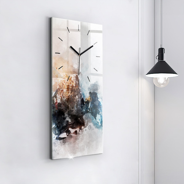 Reloj de vidrio vertical Caras abstractas - espejomat.es