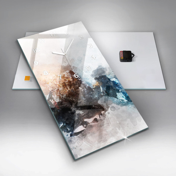 Reloj de vidrio vertical Caras abstractas - espejomat.es