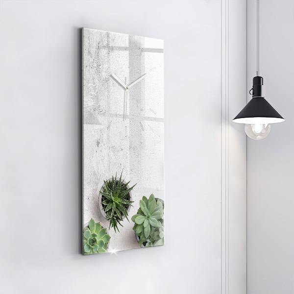 Reloj de cristal vertical Plantas decorativas - espejomat.es