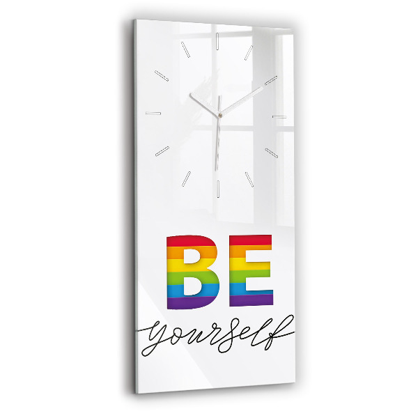 Reloj de vidrio vertical Inscripción Be yourself - espejomat.es