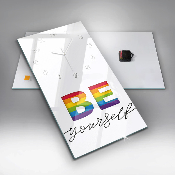 Reloj de vidrio vertical Inscripción Be yourself - espejomat.es