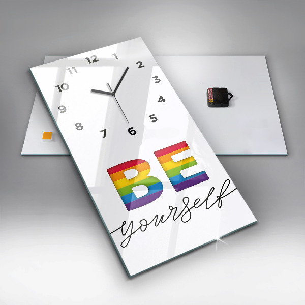 Reloj de vidrio vertical Inscripción Be yourself - espejomat.es