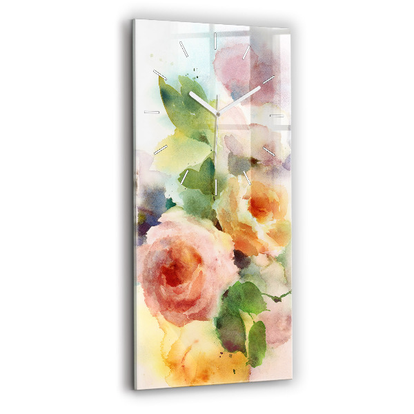 Reloj vertical Rosas en un jarrón acuarela - espejomat.es