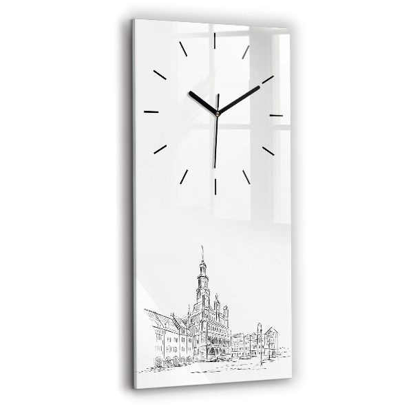 Reloj de cristal vertical Boceto del casco antiguo de Poznań - espejomat.es