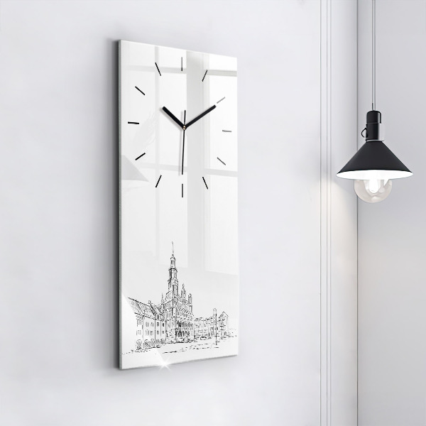 Reloj de cristal vertical Boceto del casco antiguo de Poznań - espejomat.es