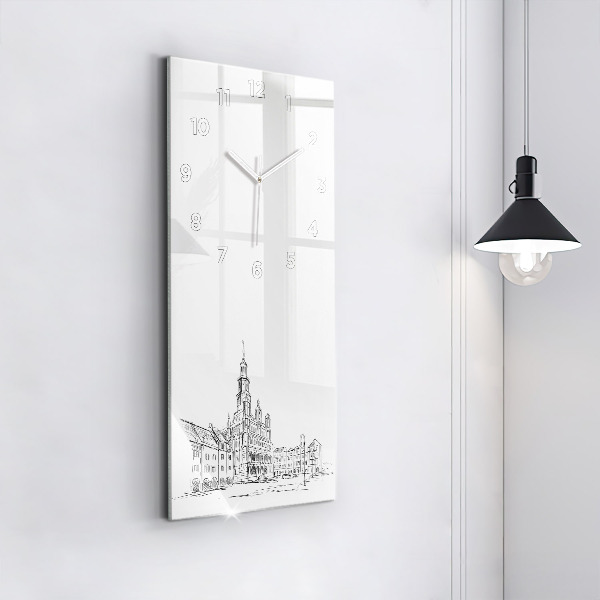 Reloj de cristal vertical Boceto del casco antiguo de Poznań - espejomat.es