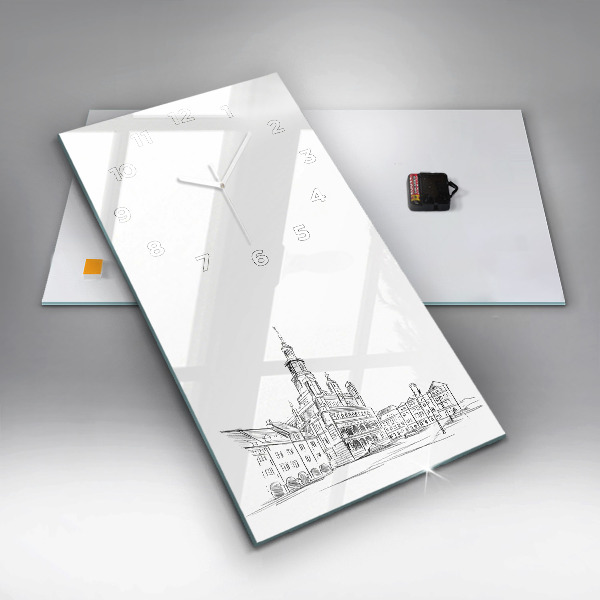 Reloj de cristal vertical Boceto del casco antiguo de Poznań - espejomat.es