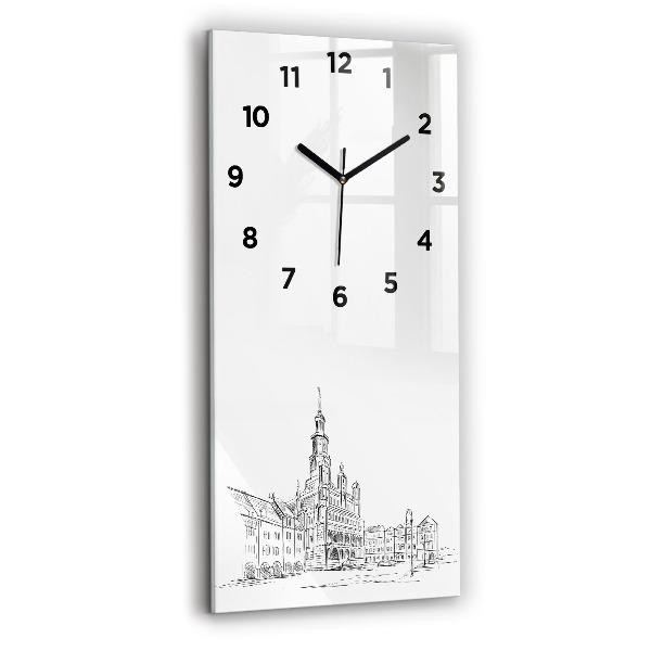 Reloj de cristal vertical Boceto del casco antiguo de Poznań - espejomat.es