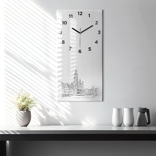 Reloj de cristal vertical Boceto del casco antiguo de Poznań - espejomat.es