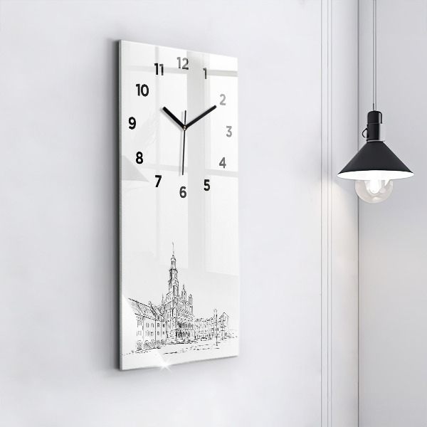 Reloj de cristal vertical Boceto del casco antiguo de Poznań - espejomat.es