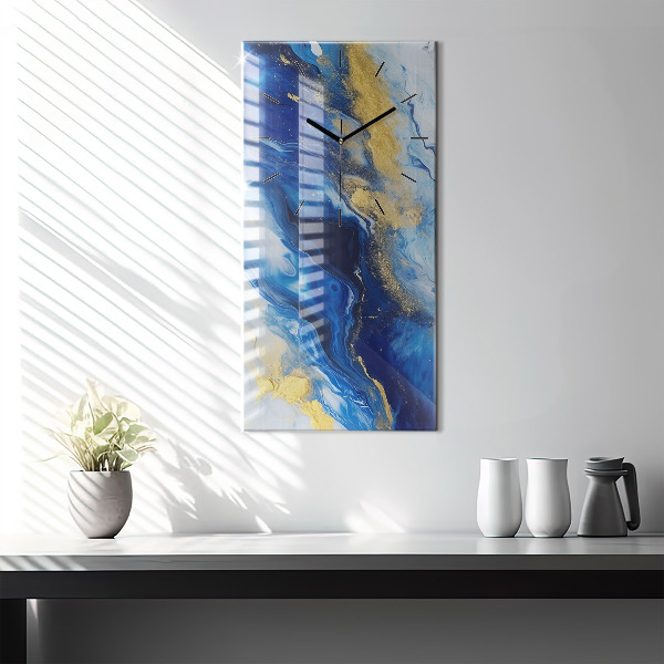 Reloj de vidrio vertical Mármol azul - espejomat.es