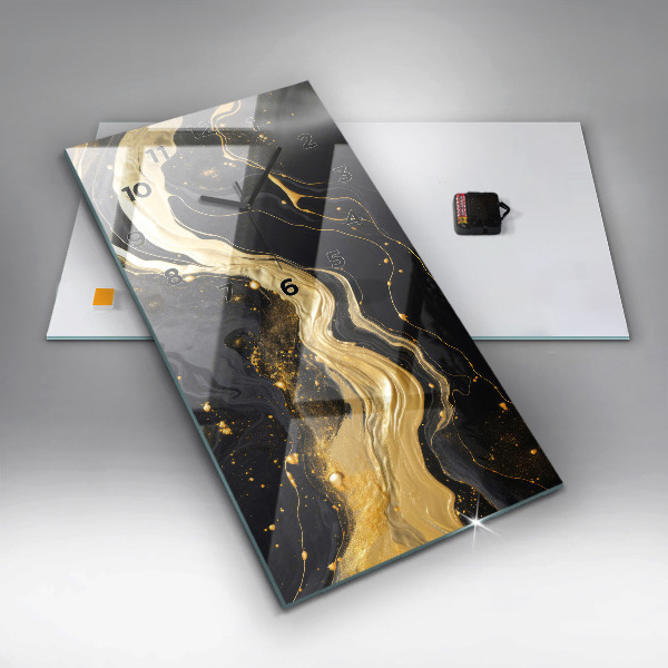 Reloj de vidrio vertical Mármol dorado - espejomat.es