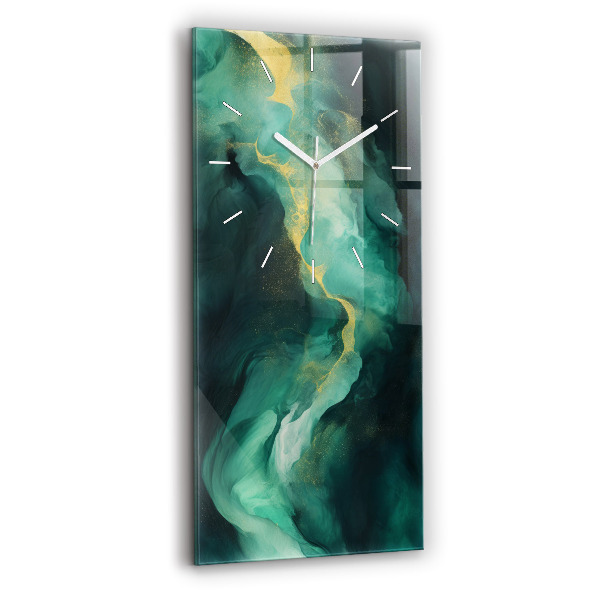 Reloj de cristal vertical Mármol verde - espejomat.es