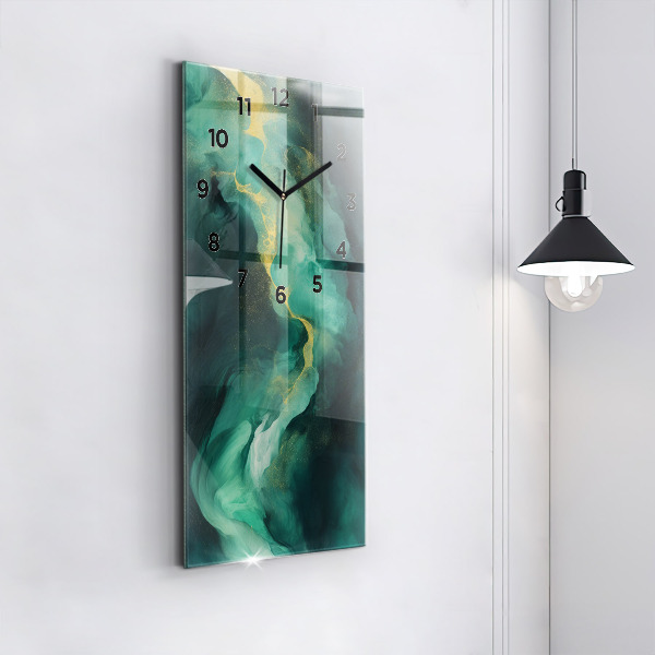 Reloj de cristal vertical Mármol verde - espejomat.es
