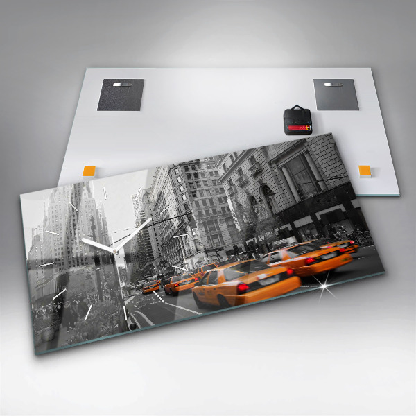 Reloj horizontal Manhattan y taxis