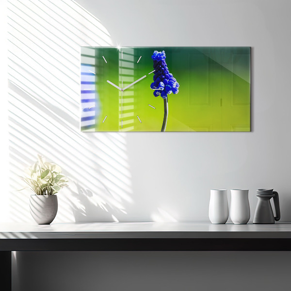 Reloj de cristal horizontal Flores azules