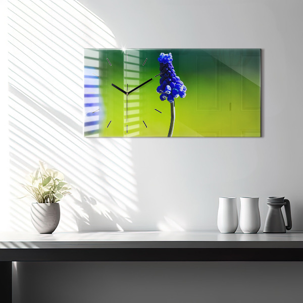 Reloj de cristal horizontal Flores azules