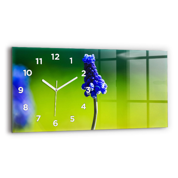 Reloj de cristal horizontal Flores azules