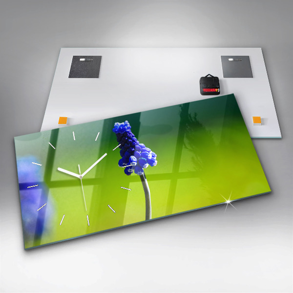 Reloj de cristal horizontal Flores azules