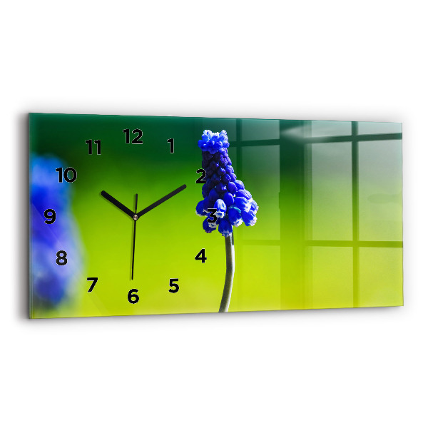 Reloj de cristal horizontal Flores azules