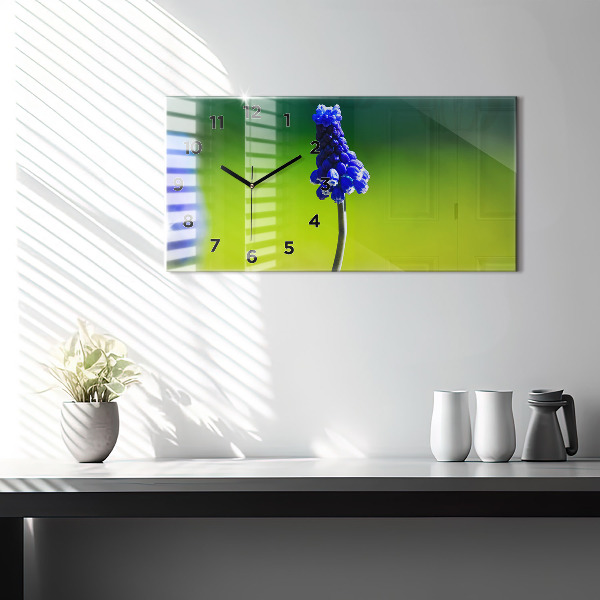 Reloj de cristal horizontal Flores azules