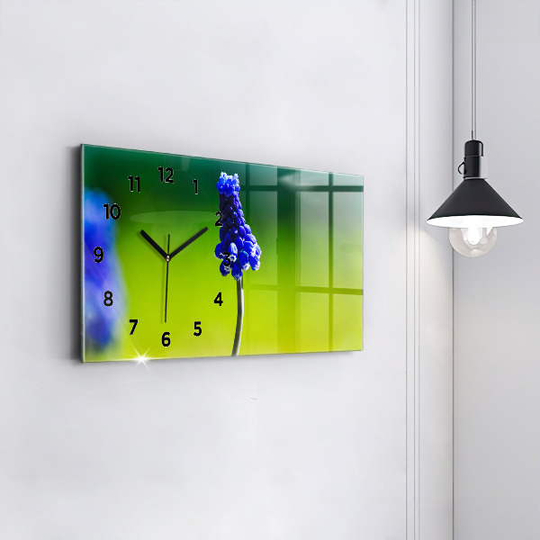Reloj de cristal horizontal Flores azules
