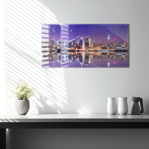 Reloj de cristal horizontal Nueva York de noche