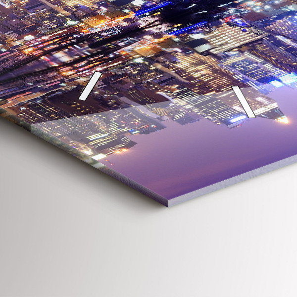 Reloj de cristal horizontal Nueva York de noche