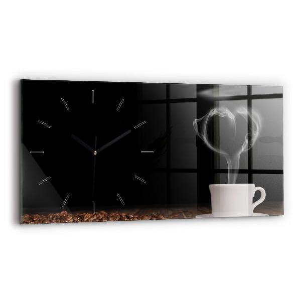 Reloj de cristal horizontal Taza de café caliente